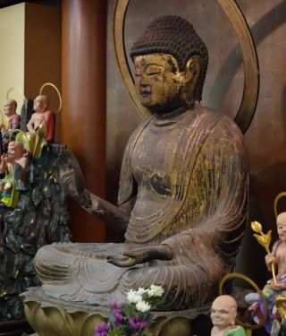 仏教美術 木造 彩色 伝教大師 最澄像 坐像 高さ42㎝ 上人像 仏像